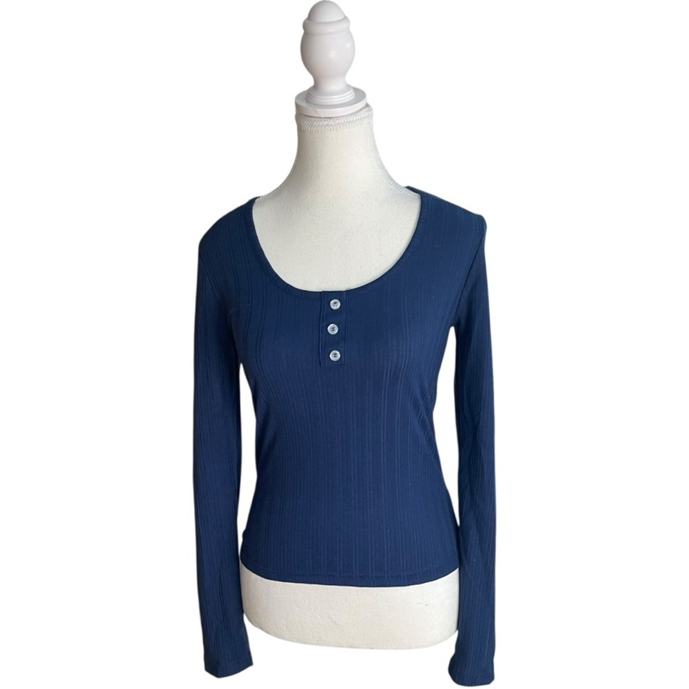 Happily Grey Henley Shirt Navy Blue